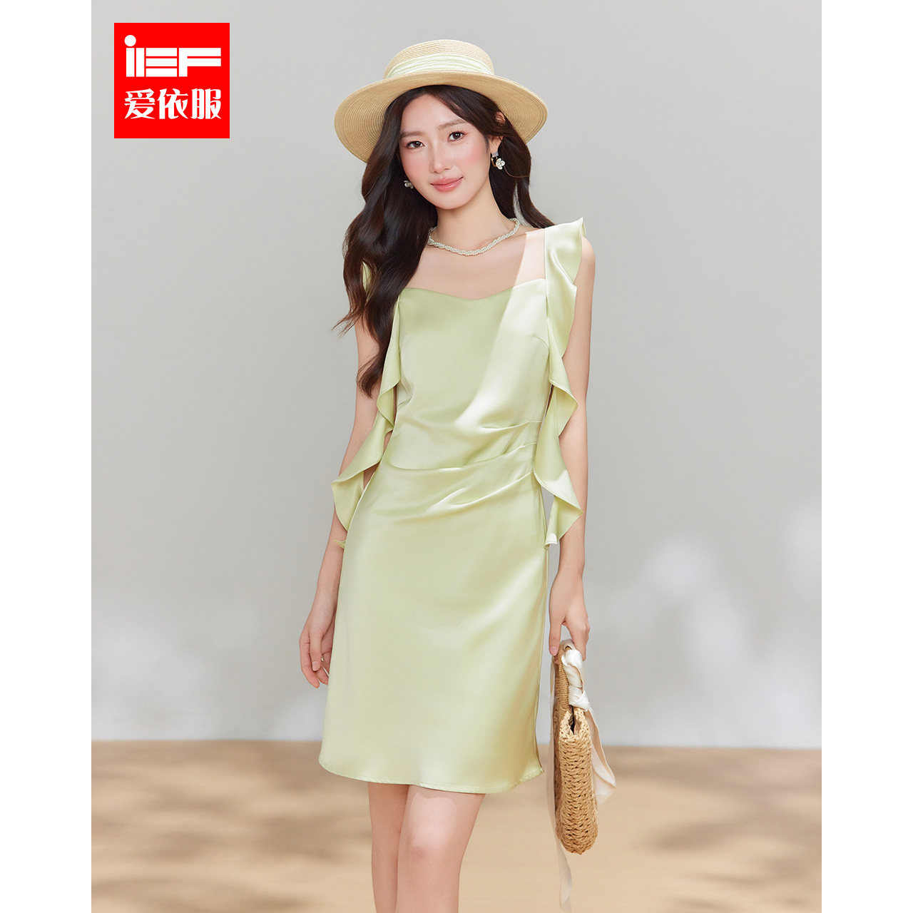 IEF/爱依服2026夏季新款温柔通勤风连衣裙女简约时尚收腰修身显瘦