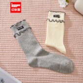 新款 IEF 爱依服堆堆袜2025秋季 韩系甜美木耳边设计百搭长袜