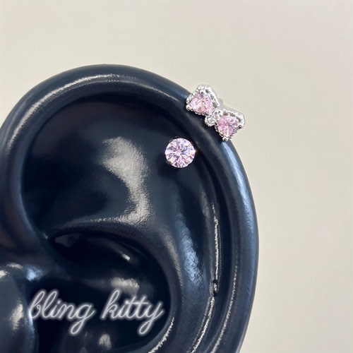 【爆闪Kitty公主】中号KT米妮蝴蝶结F136钛合金养耳洞耳骨耳垂钉