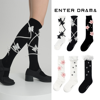 ENTERDRAMA蝴蝶绑带小腿袜