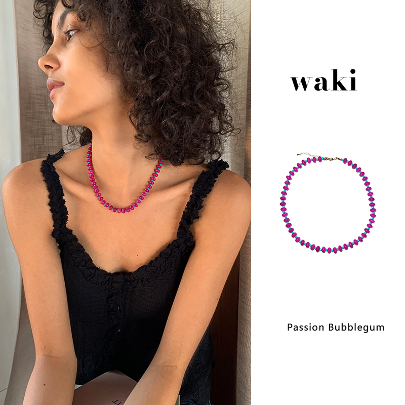 waki热情泡泡糖串珠天然项链