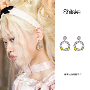 Shiitake 浪漫花环珐琅滴釉耳钉绽放系列法式百搭原创小众耳环