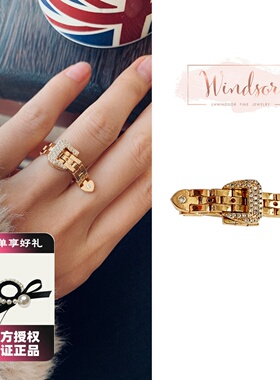 珠宝系带戒指金色可调节情侣款