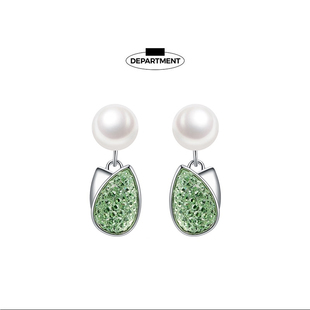 Department珍珠耳环春日郁金香耳环珠光宝气耳坠气质女神范耳饰