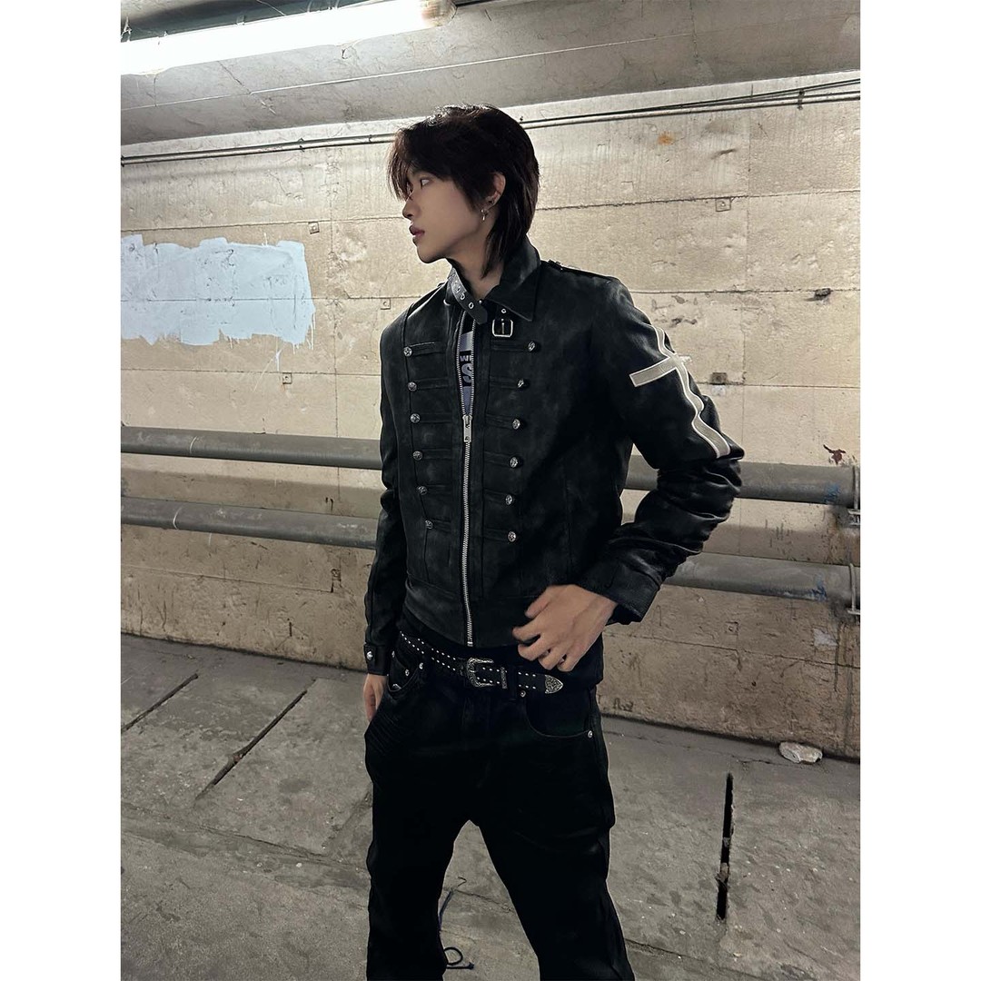 26AW骑士系列宫廷风排扣皮衣外套男女款秋季亚文化视觉系正肩夹克