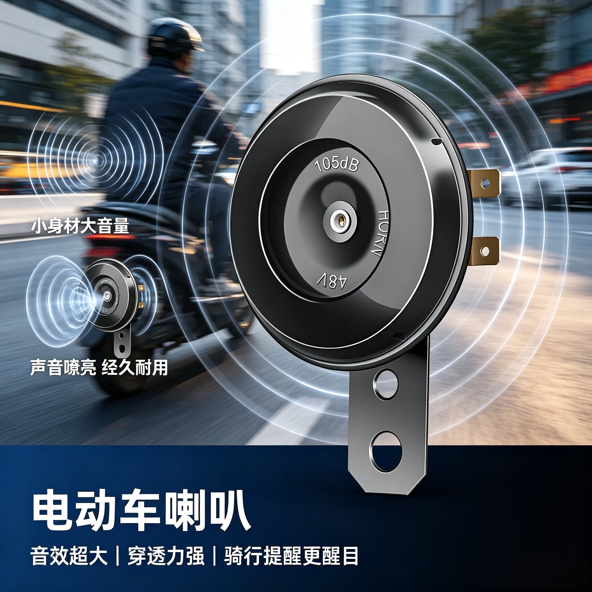 电动车喇叭通用12V48V60V改装防水大声音电瓶摩托三轮车鸣笛喇叭