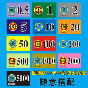 超薄款双面磨砂卡防水卡棋牌室筹码币代码牌妃子塑料PVC麻将码子