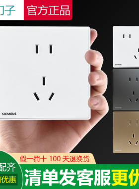 西门子新款璟逸大板白色灰色面板五孔usb插座一开全屋套餐86型16A