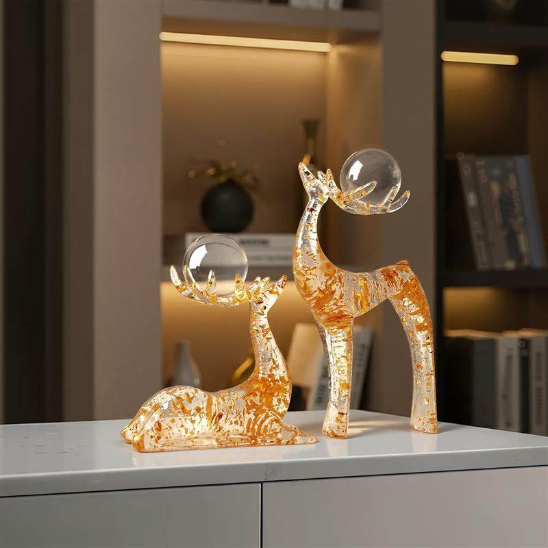 创意水晶球对鹿摆件轻奢客厅桌面电视柜酒柜家居装饰乔迁礼物,家居饰品,装饰摆件,淘宝优惠券,粉丝福利购,淘宝优惠卷