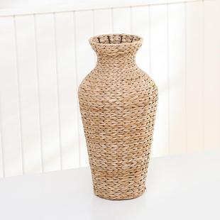 手工编织草绳花瓶摆件插干花绢花编织花器客厅餐厅橱窗防摔摆件