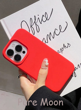 简约纯色中国红适用红米K90promax手机壳K80pro大红K60/K70U液态硅胶note14/15pro+耐脏turbo4软糯小米17防滑