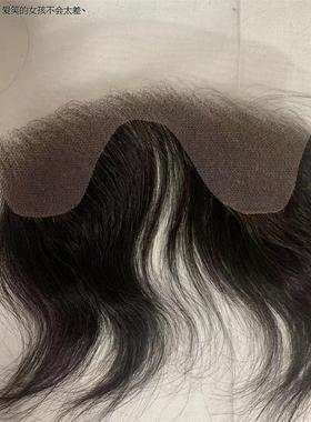 男士M型假发贴前额蕾丝网凹型发际线补发真发隐形透气逼真纯LHAL4