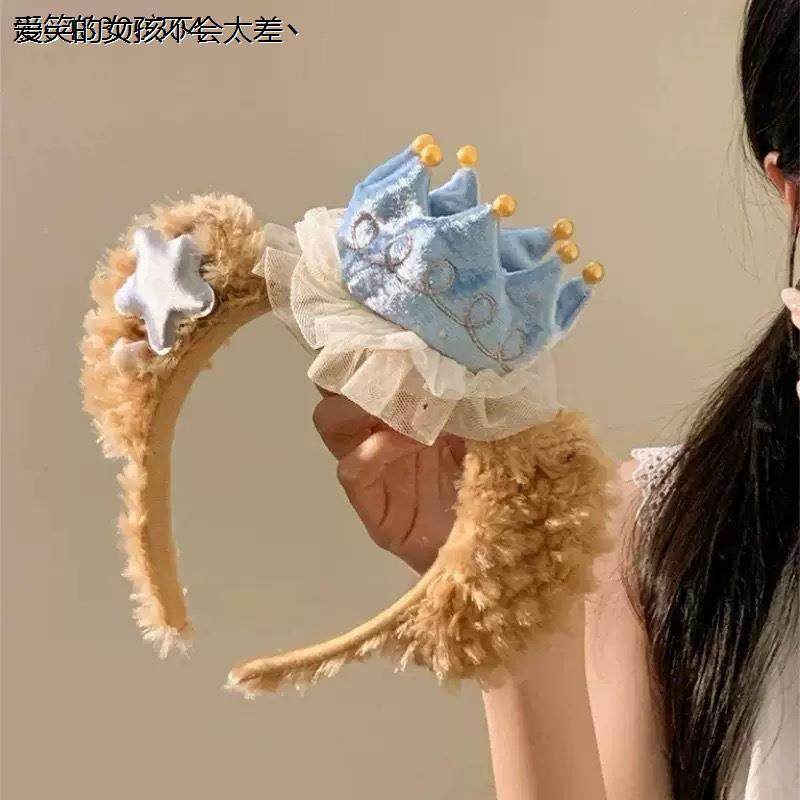 可爱达菲熊蝴蝶结梦幻庆典发箍显脸小生日拍照雪莉玫皇冠头LLHAL4