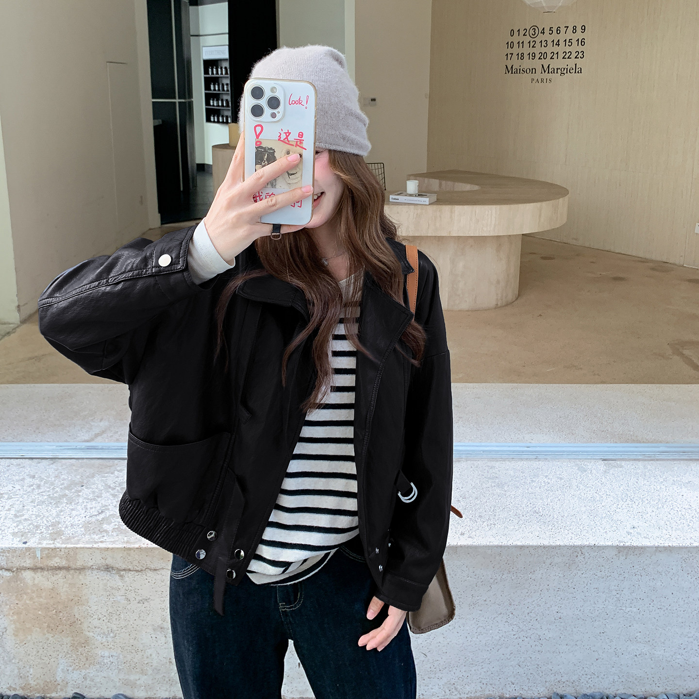 黑色皮衣外套女2025年新款时尚宽松休闲机车服小个子短款pu皮夹克,女装皮衣,2C295