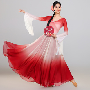 古典舞蹈服女身韵飘逸纱衣中国风艺考练功服渐变大摆裙表演服套装
