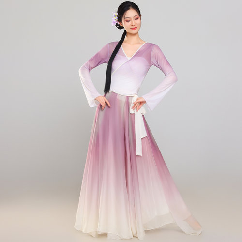 古典舞演出服女渐变身韵纱衣飘逸仙气中国风舞蹈服形体演出服套装
