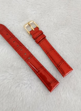 适用XINGJUE星爵HEIQN海奇HAIQIN海琴14毫米14mm红色女真皮手表带