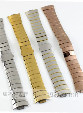 配GOLGEN古尊钨钢手表带8027G男女本色间金色手表链表带8027