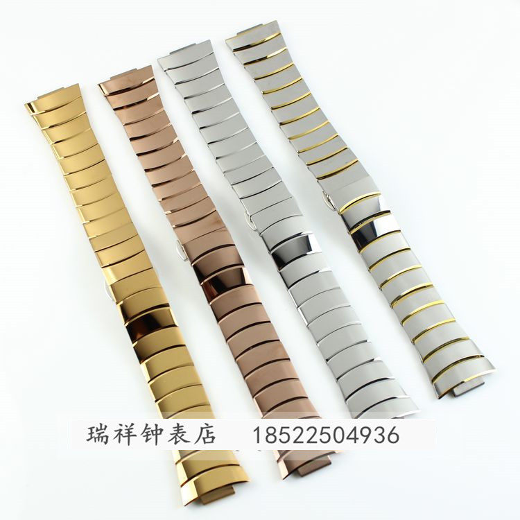 代替配件 配CITOLE西腾8002G钨钢男女手表带8002本色间金色表链