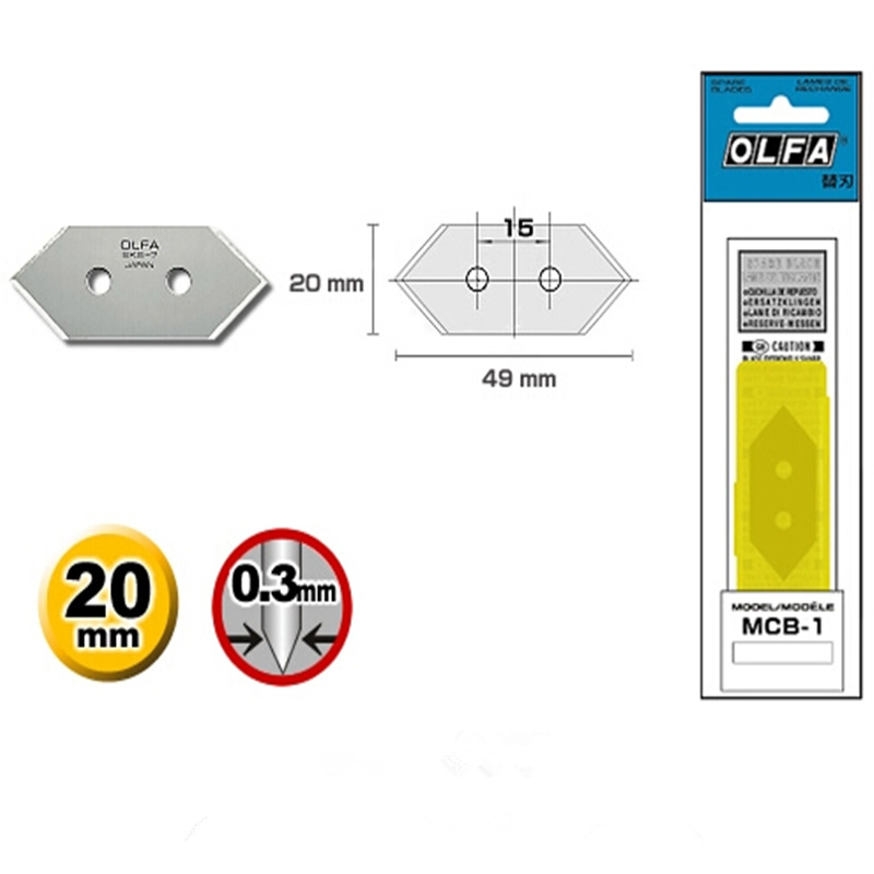 日本进口OLFA相框刀刀片 MCB-1刀片 45度角刀片 MC45/2B配套刀片碳素钢
