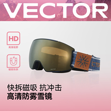 VECTOR玩可拓滑雪镜双层磁吸高清大视野防雾可卡近视球面滑雪眼镜