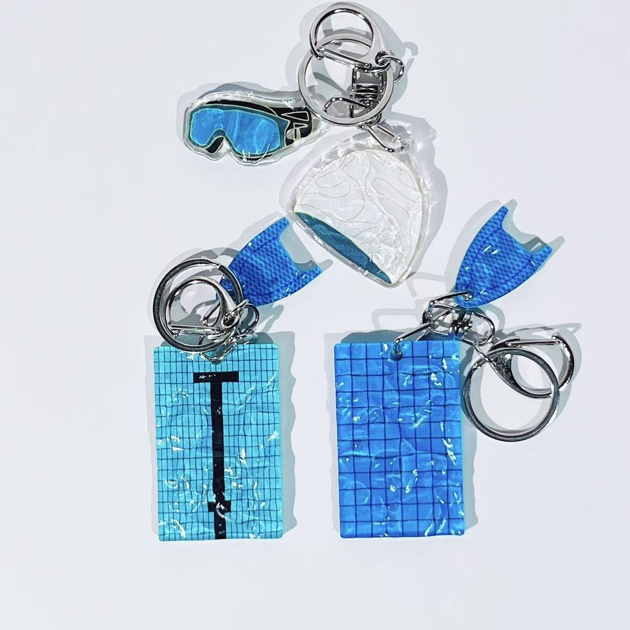 水波纹夏天运动游泳池泳镜泳帽钥匙扣包挂件挂饰创意配件小礼品