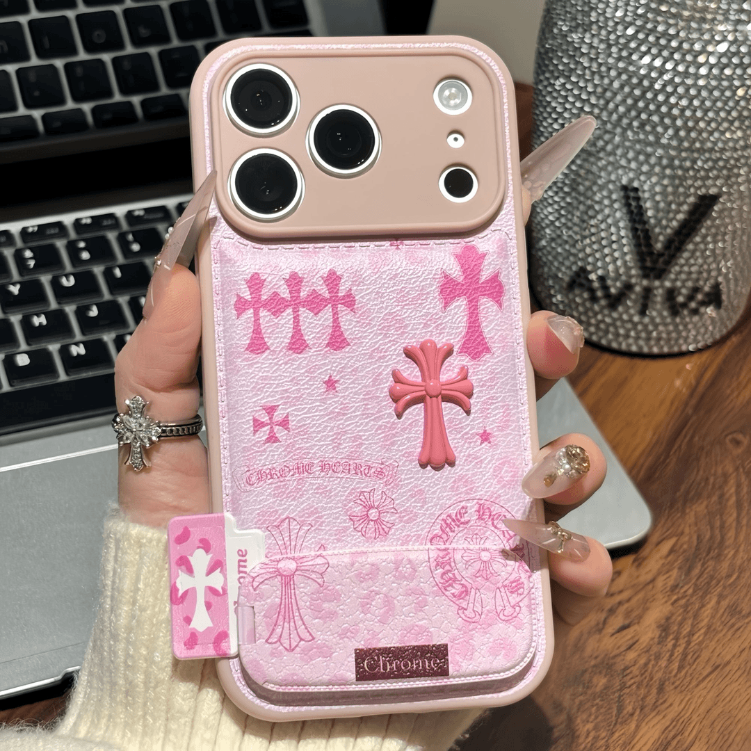 少女粉十字架支架适用苹果17/16promax手机壳vivooppo小米17潮可爱保护套华为p80promax荣耀500仿皮卡通气垫,3C数码配件,手机保护套/壳,淘宝优惠券,粉丝福利购,淘宝优惠卷