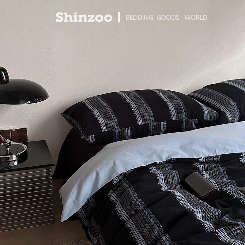 shinzoo寝作日系全棉立体提花四件套 清新感纯棉亲肤定染四季床品