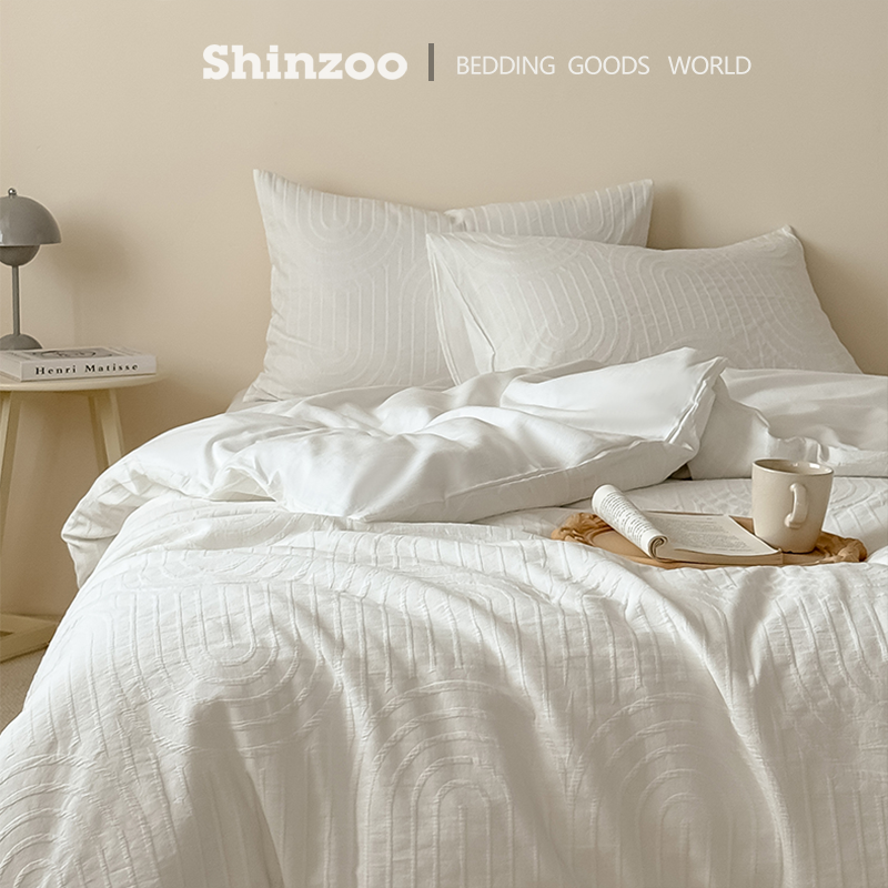 寝作shinzoo2026新款日式款全棉水洗棉色织提花四件套套床品套件