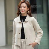 小个子女装 双面呢短款 纯色修身 呢子羊毛外套韩版 大衣2021春季 新款
