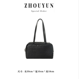 BV3382 编织手提单肩腋下斜跨包 2025新款 黑色 舟韵真皮高定