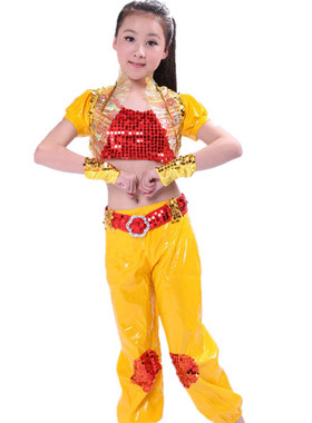 2025新款儿童舞台装现代舞演出服女童劲爆动感街舞表演服装红色女