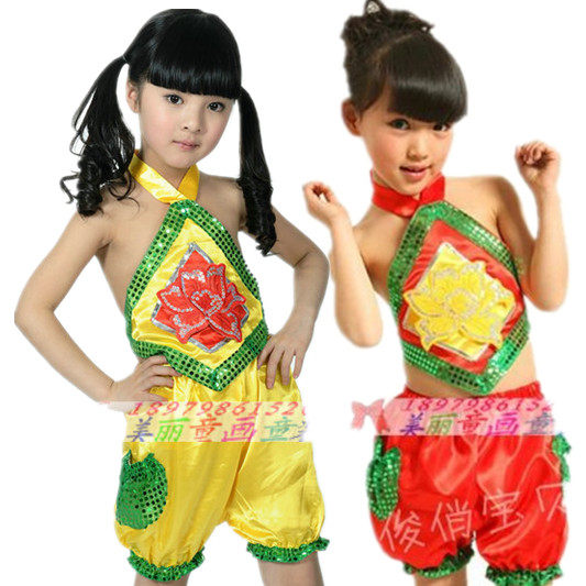 儿童夏季舞蹈服幼儿演出服节日表演服游戏服肚兜马裤套装秧歌服装
