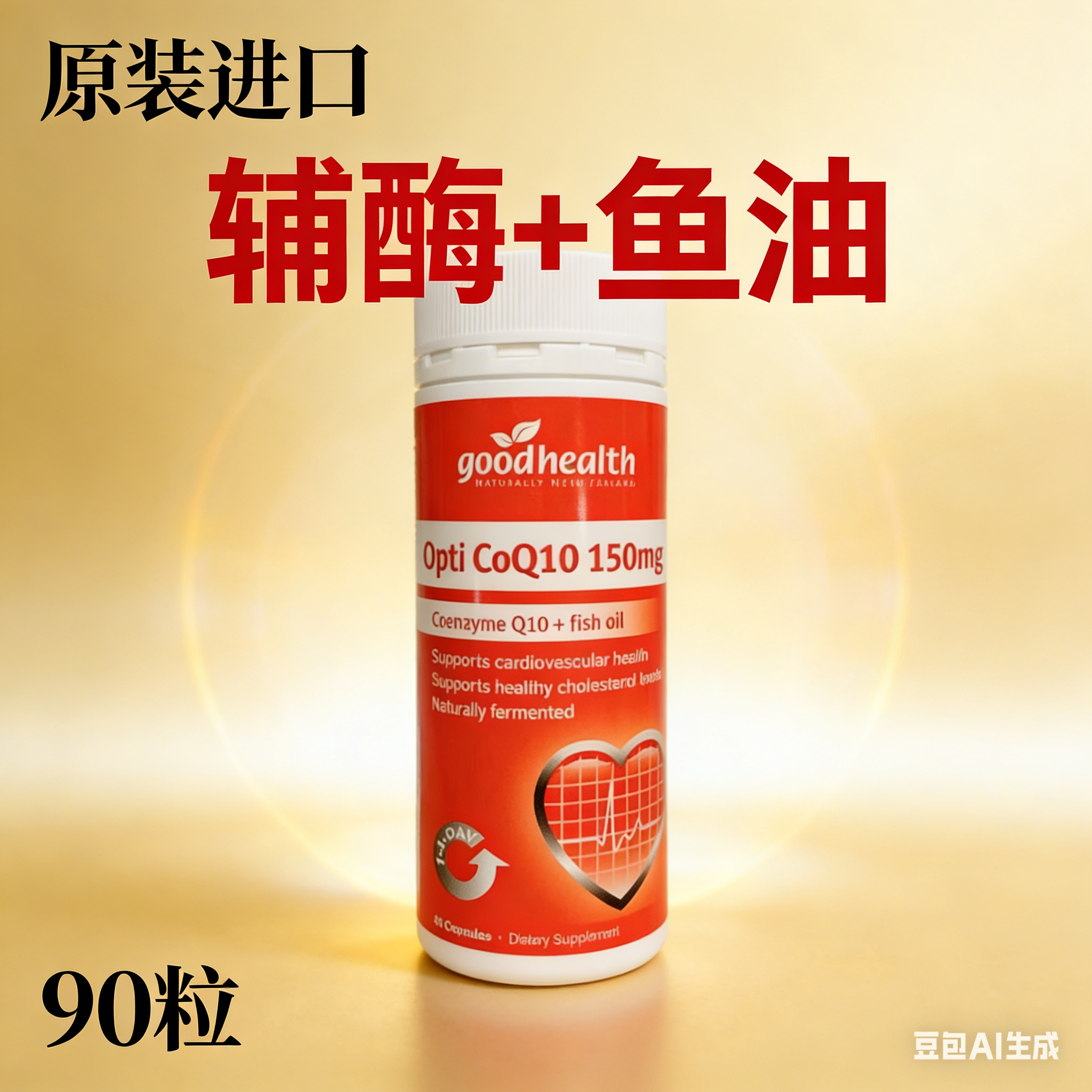 原装好健康辅酶Q10+鱼油90粒150mg中老年欧米伽代购新西兰直邮