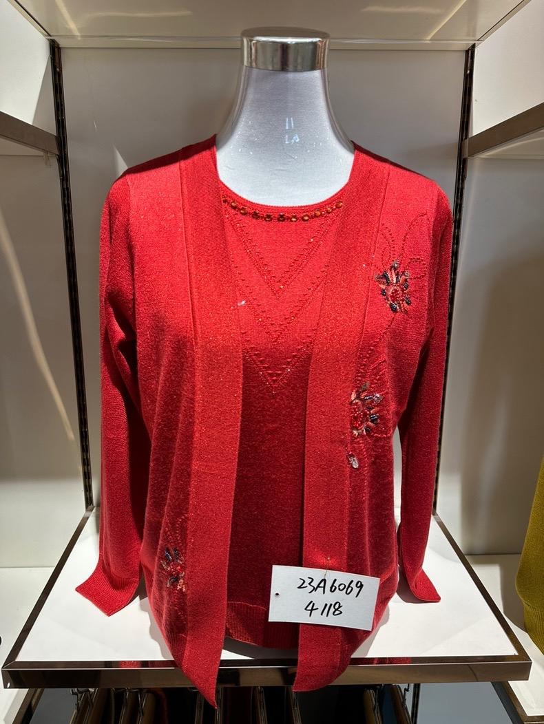 母亲节妈妈装春秋针织假两件套洋气上衣女带外套喜婆婆结婚宴礼服