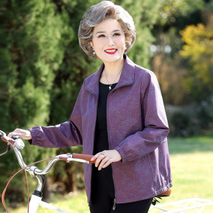 老年人春装女薄外套60岁70妈妈太太短款风衣奶奶春秋衣服翻领夹克
