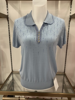 21高档妈妈翻领短袖恤衫中老年