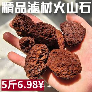 天然红色火山石水族过滤材料鹦鹉罗汉鱼缸铺底净水造景大块火山岩