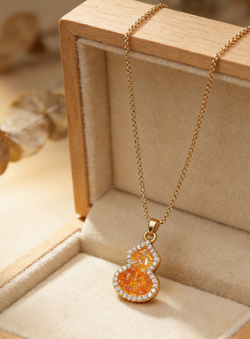 葫芦渐变水晶吊坠项链女款高级感轻奢精致时尚气质百搭锁骨链颈链