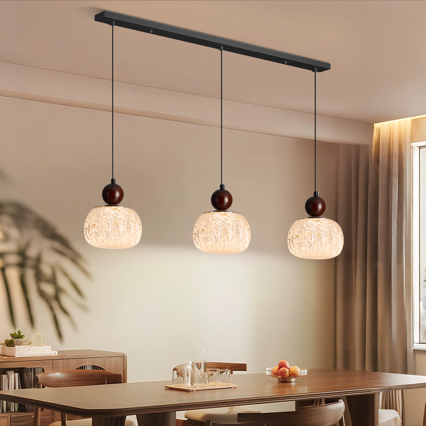 法式中古风餐厅吊灯胡桃木复古吧台卧室床头灯氛围感玄关南瓜吊灯