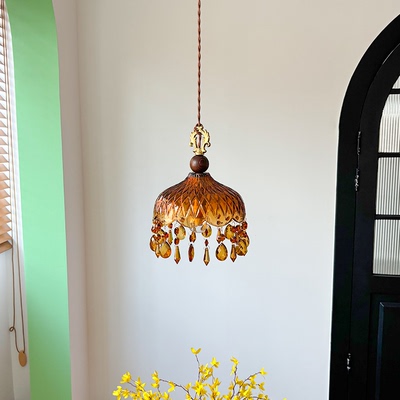 Meing法式复古卧室床头灯轻奢水晶小吊灯宫廷风吧台过道玄关吊灯