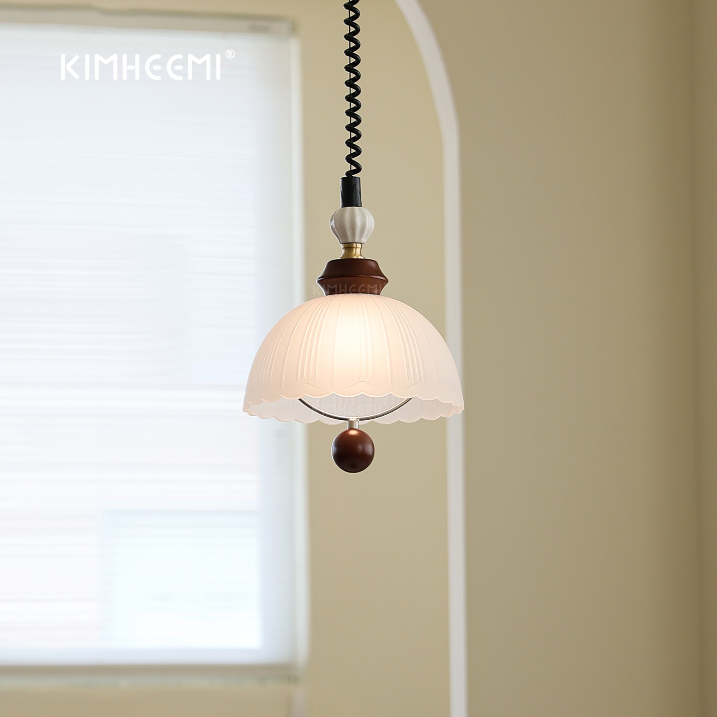 升降吧台吊灯中古复古实木民宿吊灯餐厅单头法式主卧床头陶瓷灯具