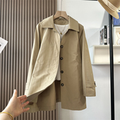 新款 大衣春季 小个子风衣外套春女 老钱风翻领中长款 小禾柜单6K
