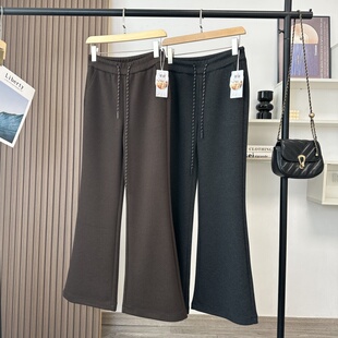 蚕si 女气质休闲长裤 山羊绒微喇裤 保暖毛呢喇叭裤 冬季 腿精本命