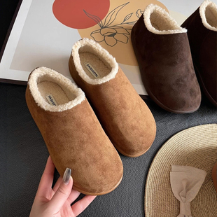 性价比小土豆!加绒勃肯鞋女冬季雪地靴一脚蹬毛毛鞋外穿保暖棉鞋