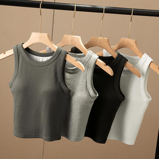 穿了不想脱 罗纹棉带胸垫一体无钢圈内衣吊带运动瑜伽背心女外穿