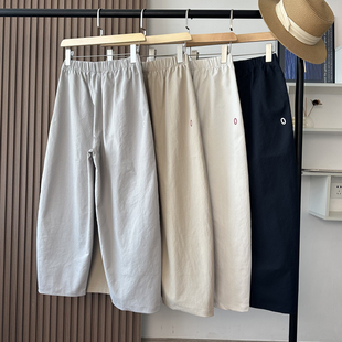 松紧高腰宽松休闲香蕉裤 薄款 女春 透气抗皱九分气球裤 超态100棉