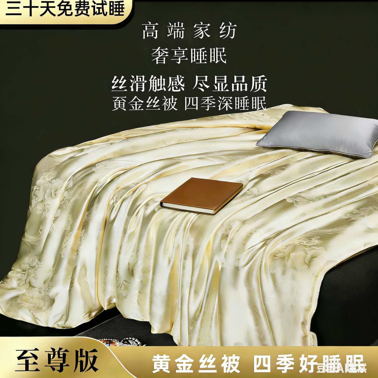 轻奢贵族贡缎提花黄金蚕丝夏凉被蚕丝被