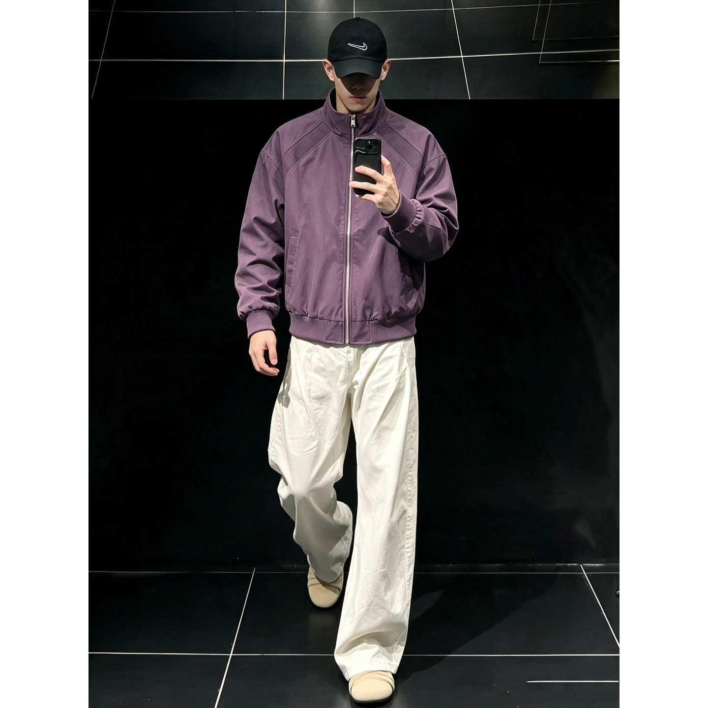 Cleanfit紫色立领短款运夹克
