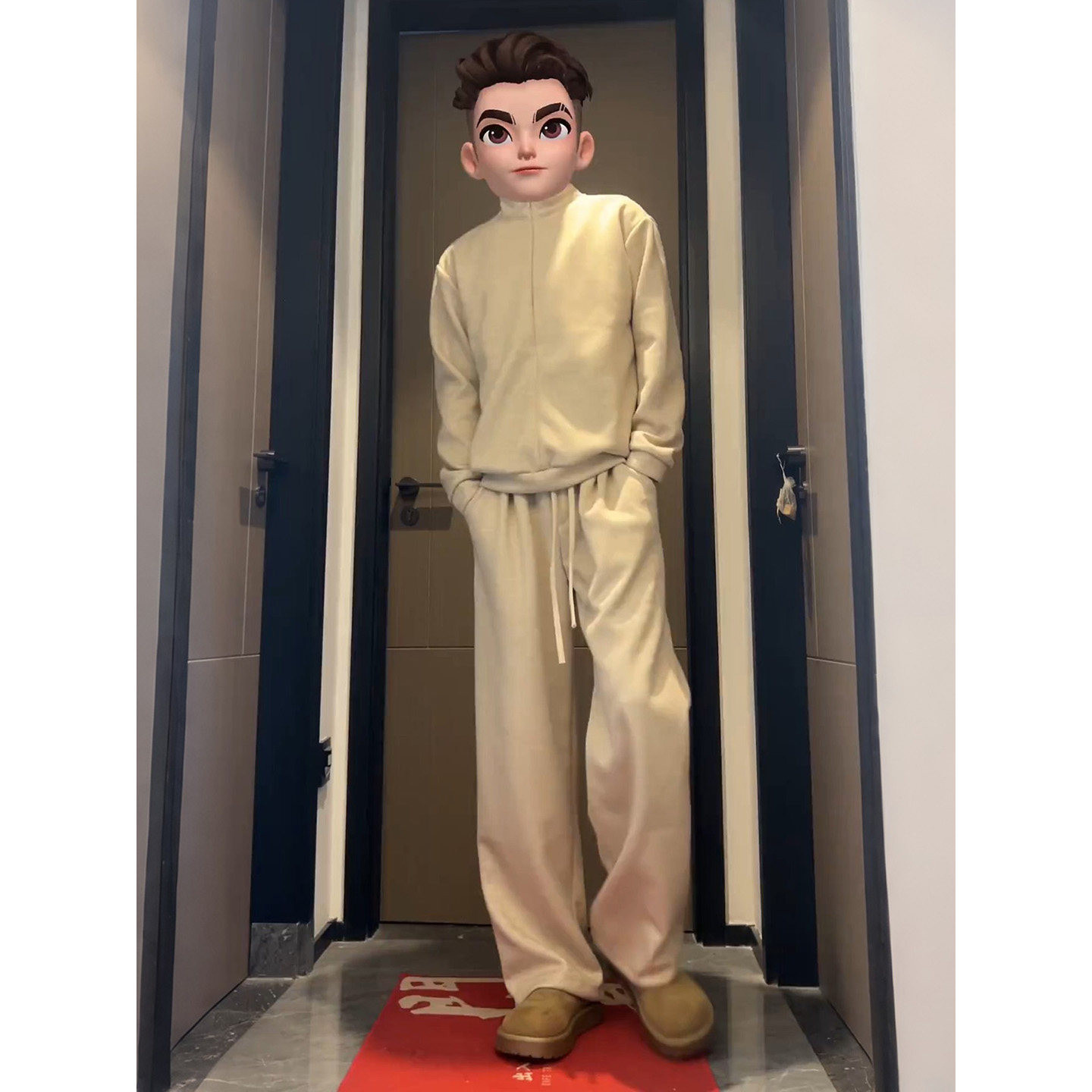 老钱风男装假两件卫衣套装秋人夫感穿搭松弛感上衣裤子搭配一整套